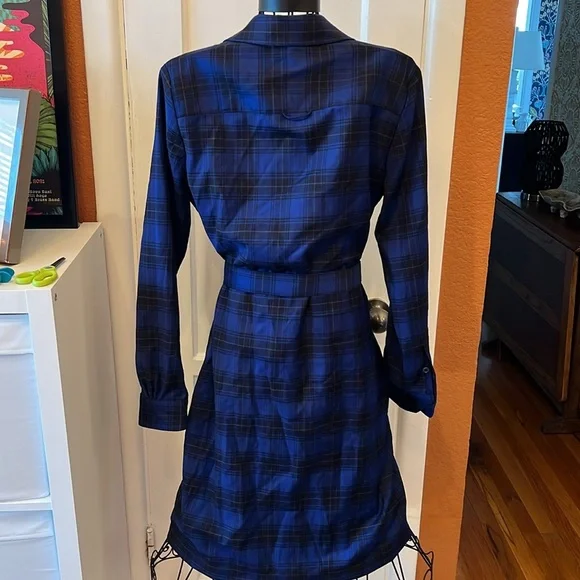 Brooks Brothers Women's Blue Tartan Shirt Dress-Sz 8 - Picture 5 of 9